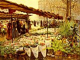 Marche Aux Fleurs A La Madeleine by Theodor von Hoermann